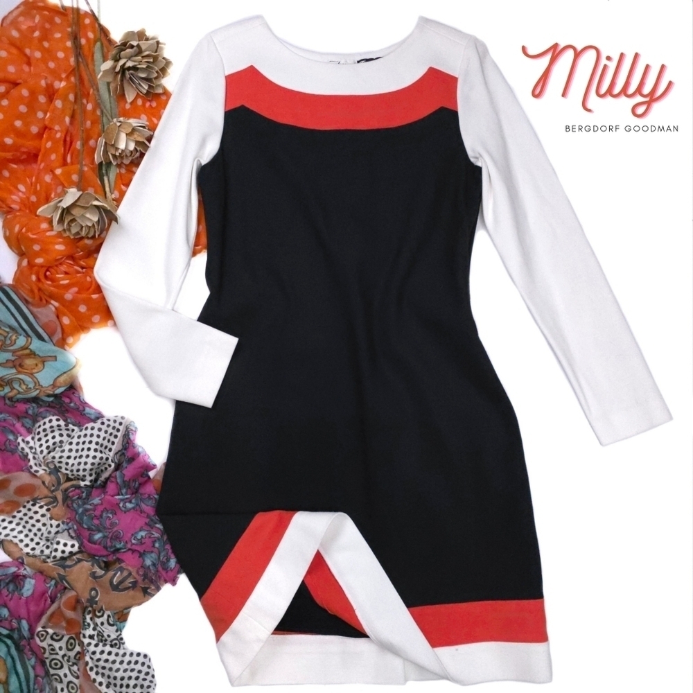 Milly Bergdorf Goodman Navy Color Block Dress Sz L